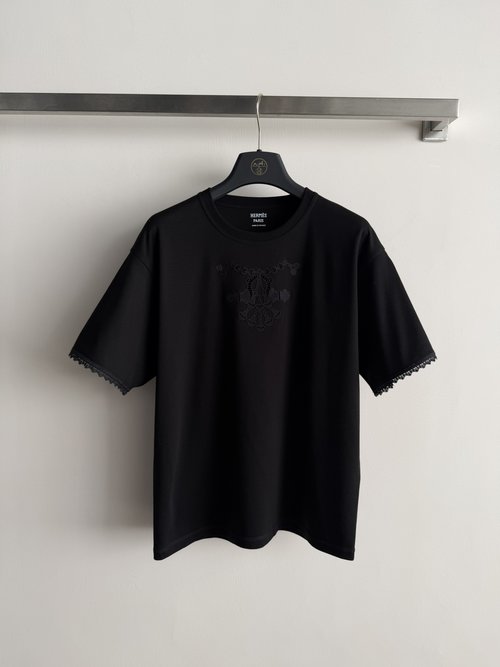 Hermes Maxi Brode Embroidered Short Sleeve Tee