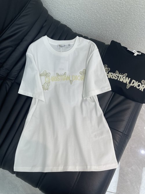 Dior Stylish Soft Cotton Embroidered Butterfly Logo T-Shirt