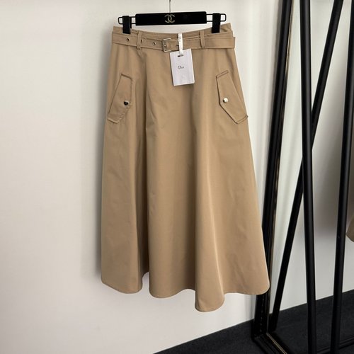 Dior Khaki and Black Commuting Slim - fitting High - waisted Mid - length Skirt