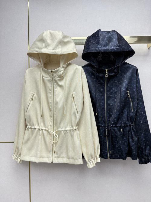 Louis Vuitton Hooded Vintage Floral Jacket with Drawstring Waist