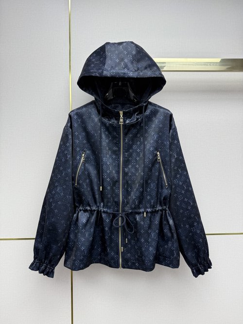 Louis Vuitton Hooded Vintage Floral Jacket with Drawstring Waist