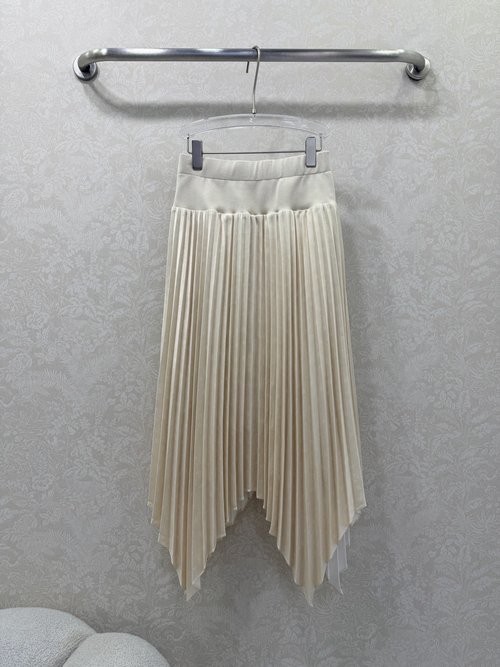 Louis Vuitton Elegant Irregular Hem Print Skirt with Knitted Waistband