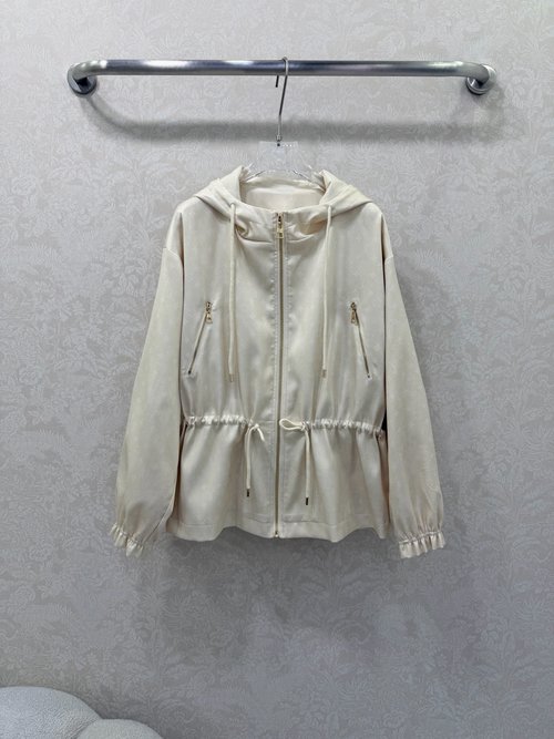 Louis Vuitton High-End Hooded Print Jacket with Logo Zipper Detail