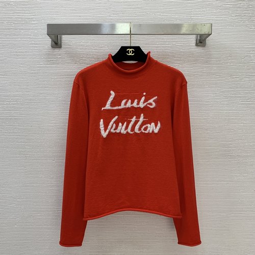 Louis Vuitton Premium Custom Soft Wool Blend Letter Logo Slim Sweater