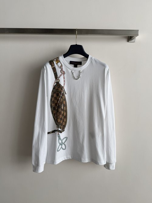 Louis Vuitton Chain-Printed Cotton Long-Sleeve T-Shirt