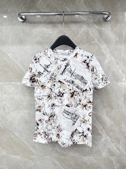 Dior Exquisite Full-print Short-sleeve T-shirt for All Outfits