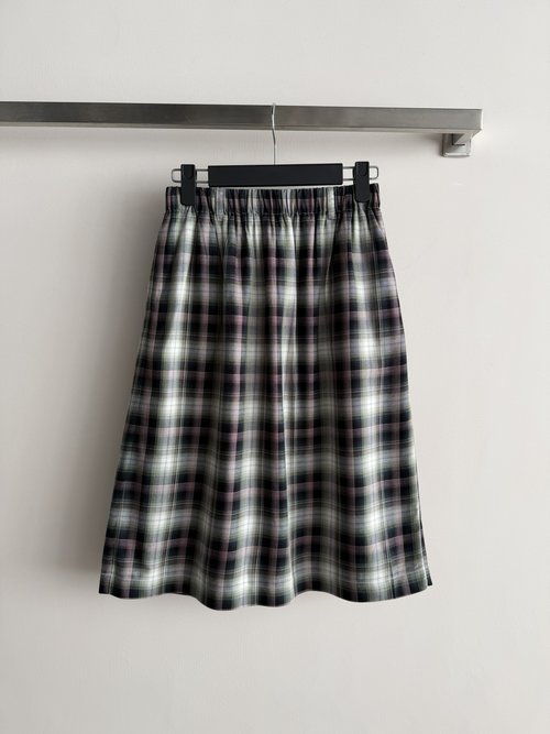 Dior Retro Checked Midi Skirt with Elastic Waist