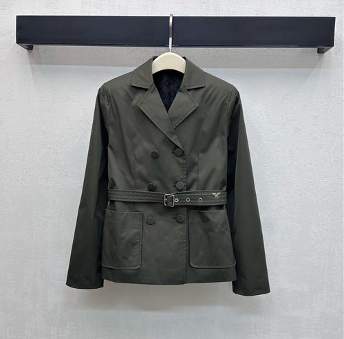 Louis Vuitton Belted Suit Jacket with Embroidered Logo