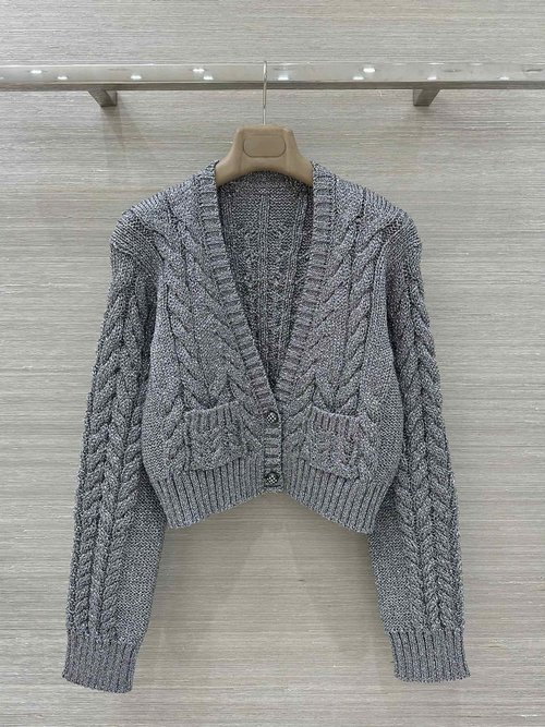 Louis Vuitton High - end Shining Silk Cardigan of Imported Wool Yarn
