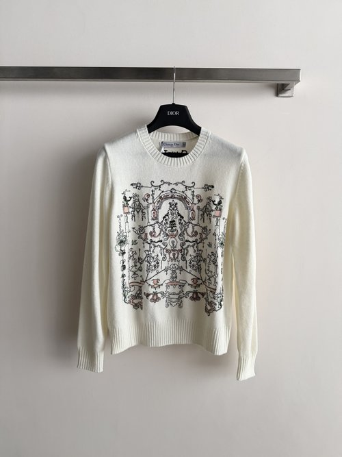 Dior Baroque Garden Embroidered Sweater, Soft & Artistic