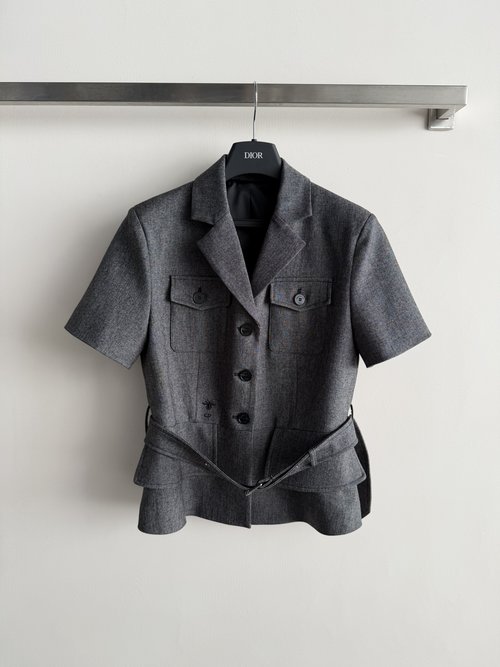 Dior Short-Sleeved Wool Blended Suit Jacket for Commute