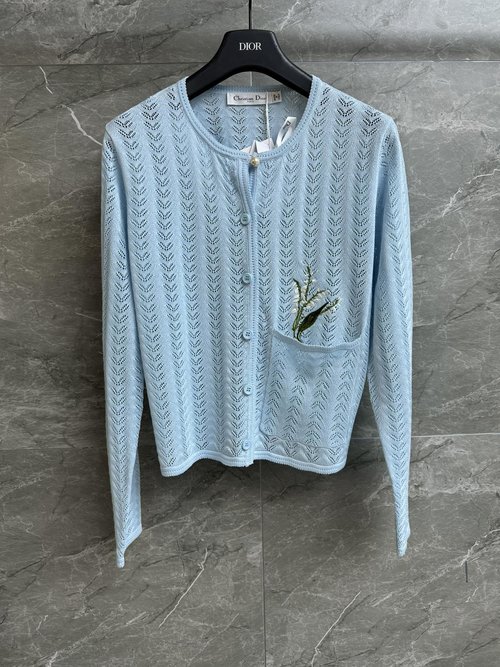 Dior Lily-of-the-Valley Hollowed Cardigan, Spring-Summer Elegant Collection
