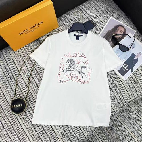 Louis Vuitton Chinese New Year Horse Print Round Neck Short Sleeve T-Shirt