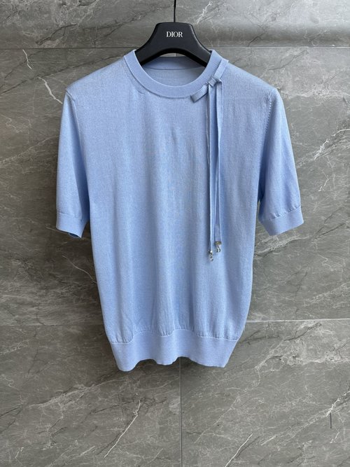 Dior Elegant Bow-Knit Short Sleeve Top for Refined Taste