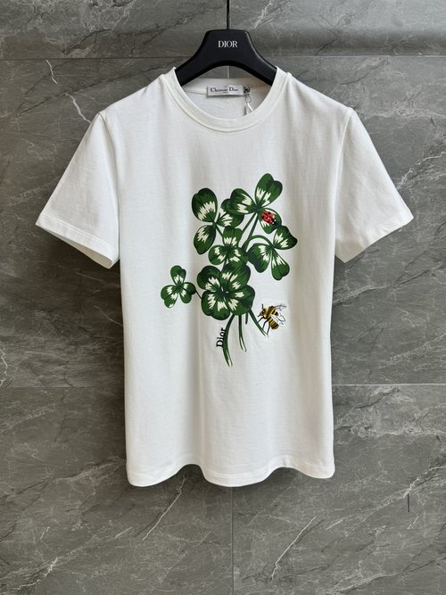 Dior Stylish Four-leaf Clover Comfortable T-shirt, All-match