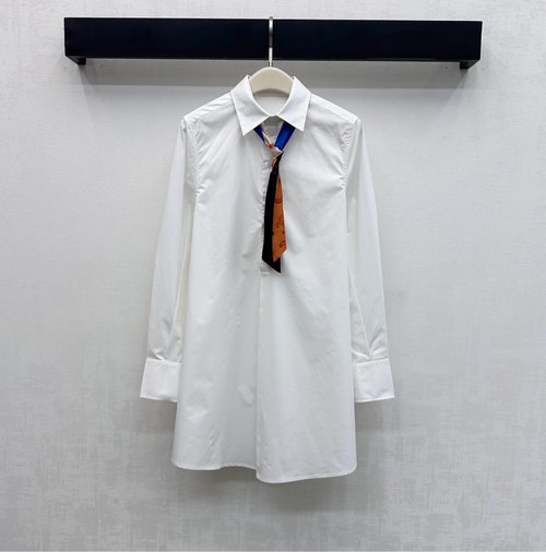 Celine Printed Silk Scarf Belted Cotton Dress