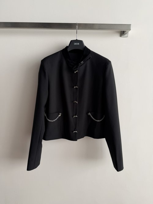 Dior Elegant Suit with Bowknot, Metal Buttons and Chains