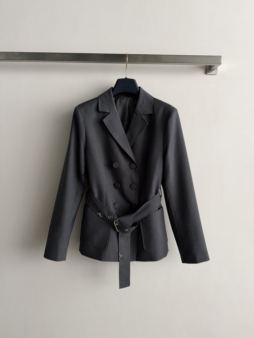 Louis Vuitton Military-Style Double-Breasted Belted Suit, Chic & Sophisticated