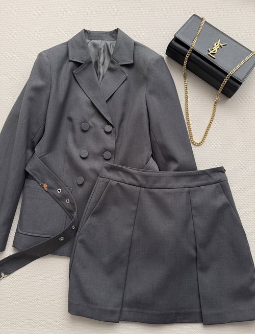 Louis Vuitton Military-Inspired Double-Breasted Tailored Suit with Belt