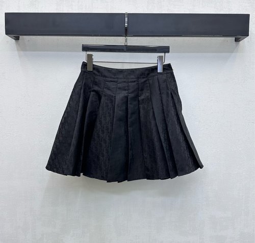 Dior Custom Imported Jacquard Pleated Skirt with Logo