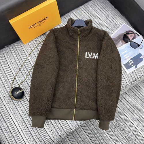 Louis Vuitton Teddy Zip Jacket with Letter Embroidery