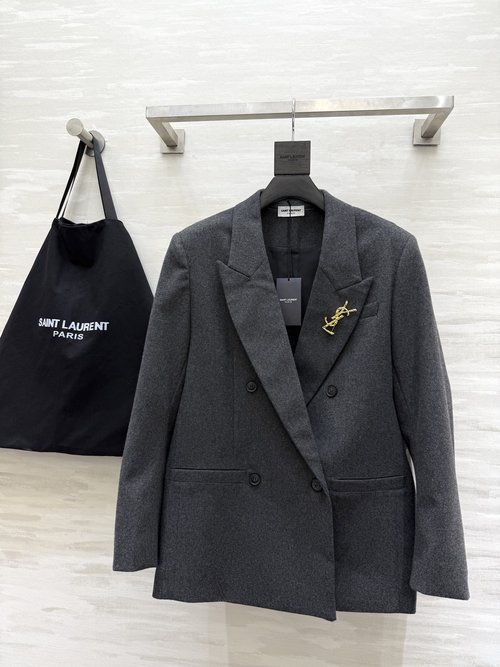 Yves Saint Laurent Tailored Wool Blazer with Oversized Shoulders