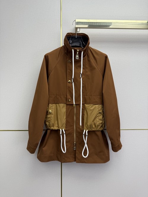 Louis Vuitton Spring Windbreaker with Waist Contrast and Leather Monogram Tag