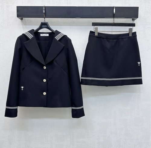Dior New Release: Shawl Collar Outfit with Stripes and Embroidered Logo