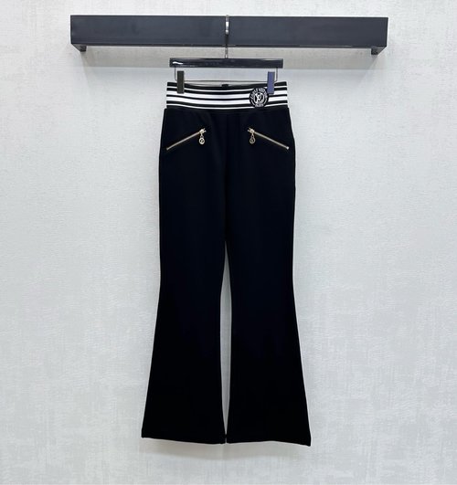 Louis Vuitton Custom Imported Elastic Flare Trousers with Logo Webbing