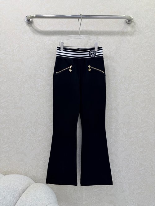 Louis Vuitton High-waisted Thin Fleece Flared Trousers with Zippers