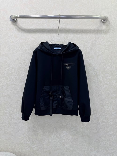 Prada Stylish Space Cotton Hoodie with Triangle Logo