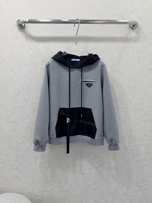 Prada Stylish Space Cotton Hoodie with Triangle Logo