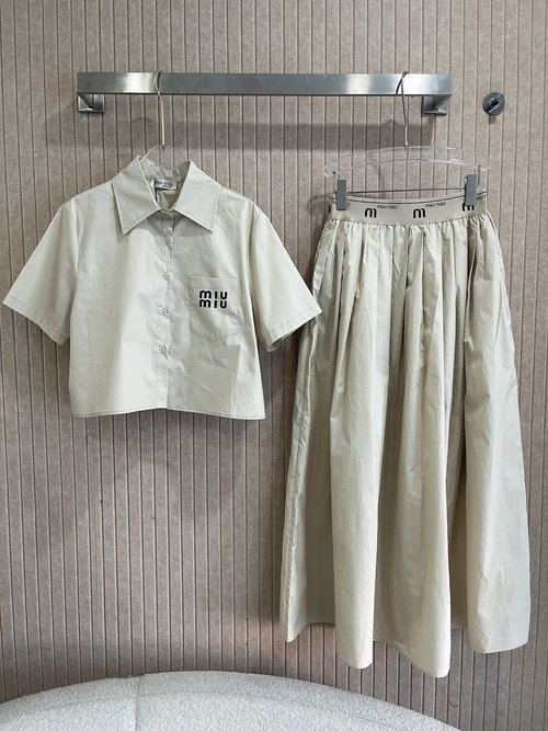 Miu Miu Letter Printed Suit with Matching Color and Letter Webbing Waistband