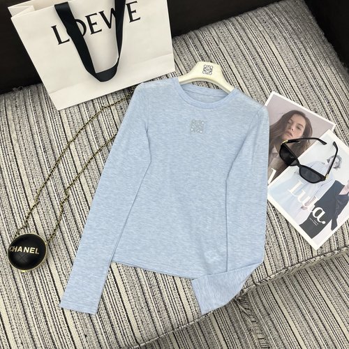 Loewe Embroidered Letter Logo Round-Neck Long-Sleeve T-Shirt