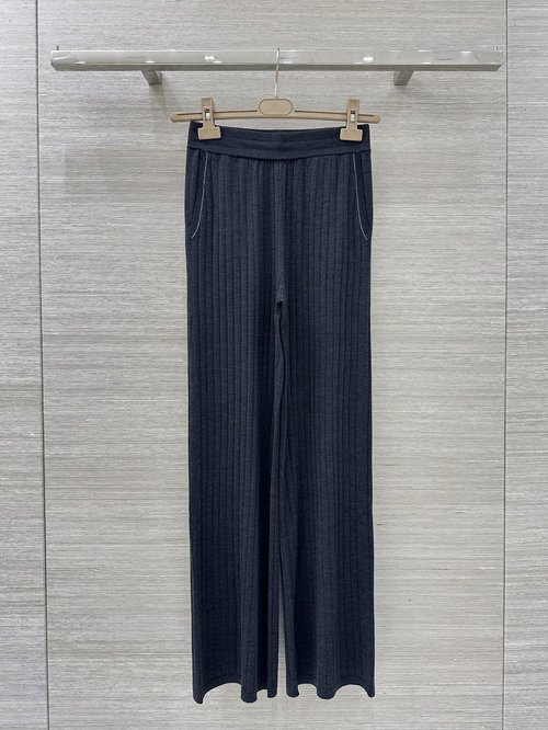 Brunello Cucinelli High - end Silk Wool Straight - Leg Pants with Swiss Wool