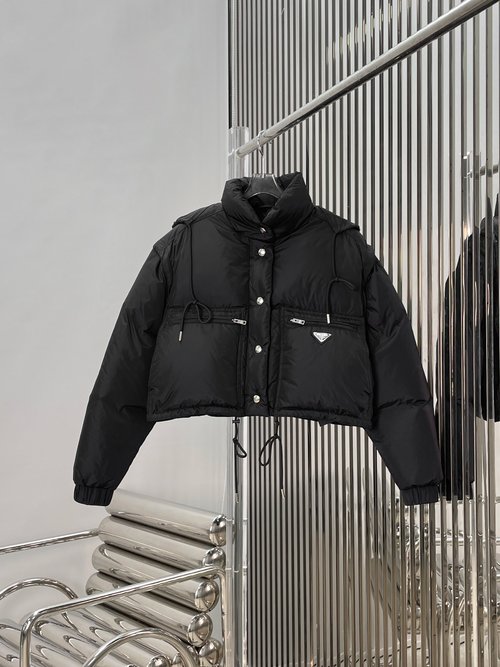 Prada Triangle Logo Down Jacket and Jeans Set