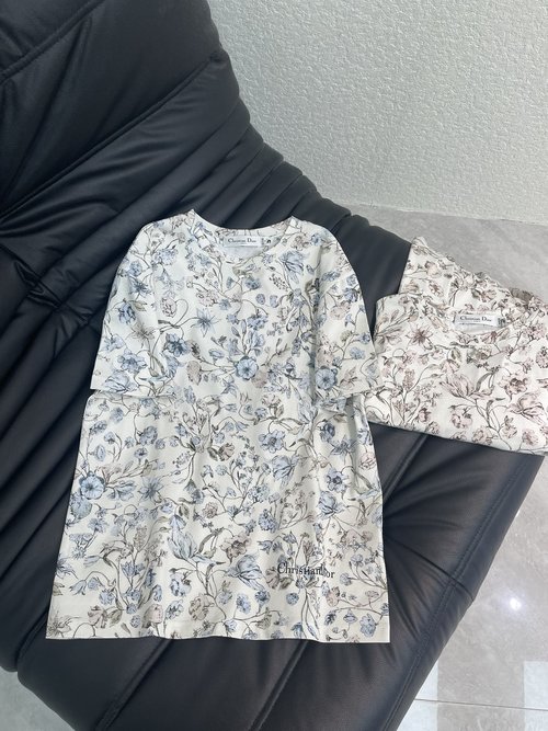 Dior Charming Floral Soft Cotton Short-Sleeve T-Shirt