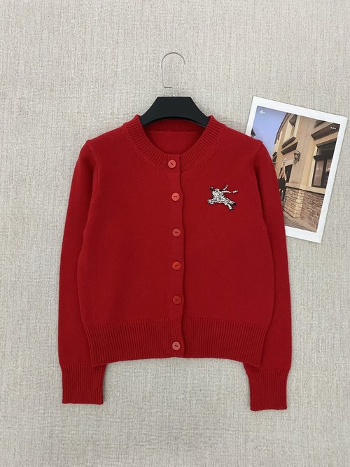 Burberry Single Wool Open Front Cardigan