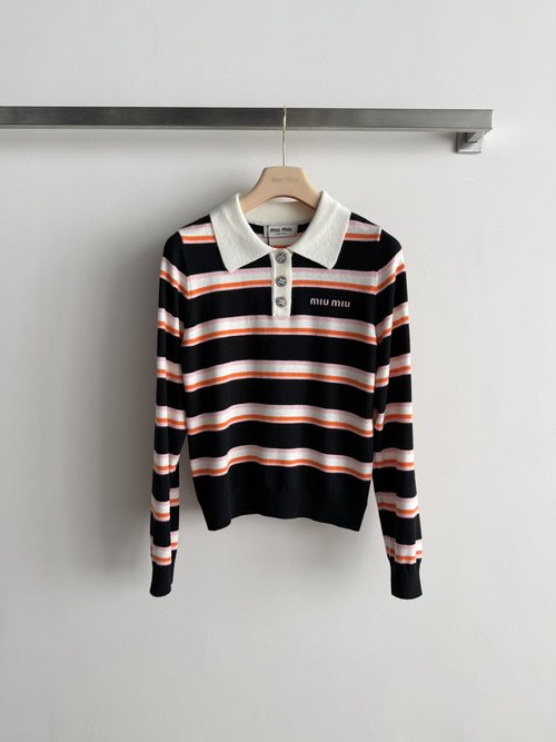 Loro Piana Soft Fabric Classic Collar Striped Knitted Polo Shirt