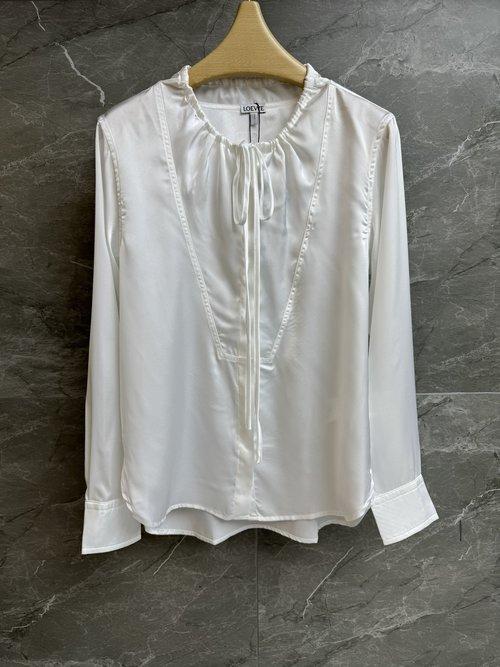 Loewe Elegant Lazy-style Silk Shirt with Adjustable Scarf