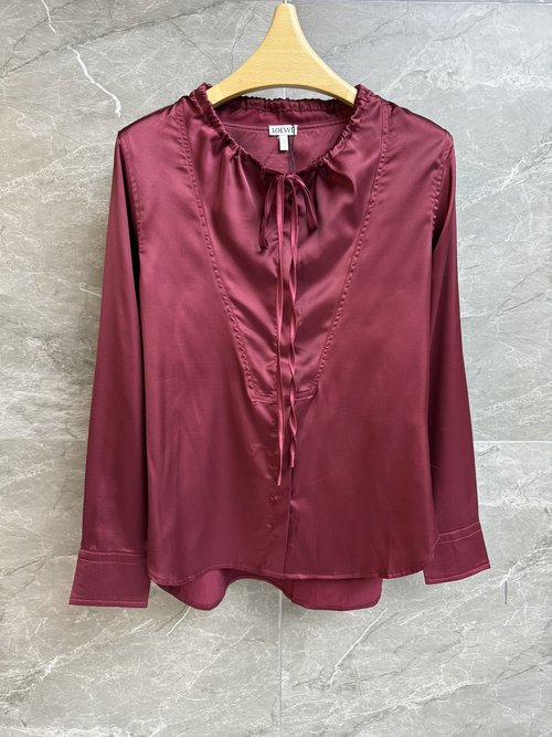 Loewe Elegant Lazy-style Silk Shirt with Adjustable Scarf