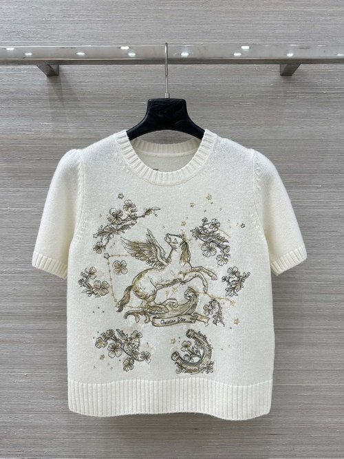 Dior High-end Original Horse-themed Embroidered Cashmere Sweater