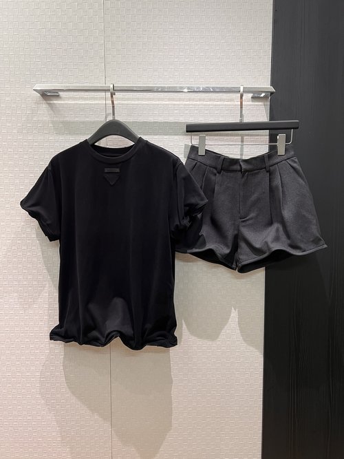 Prada Aluminum Wire Minimalist T-Shirt with Triangle Label