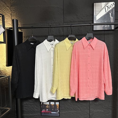 Loewe Quad-Color Collar Shirt: High-End Jacquard Craftsmanship