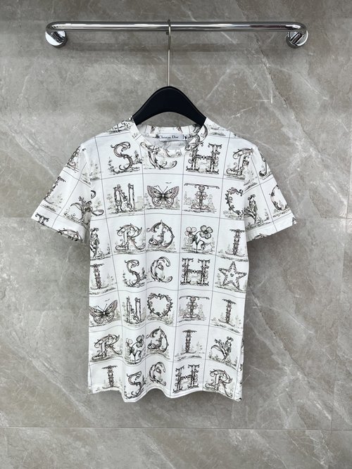 Dior Full-Print Short-Sleeved T-Shirt, Slimming Versatility