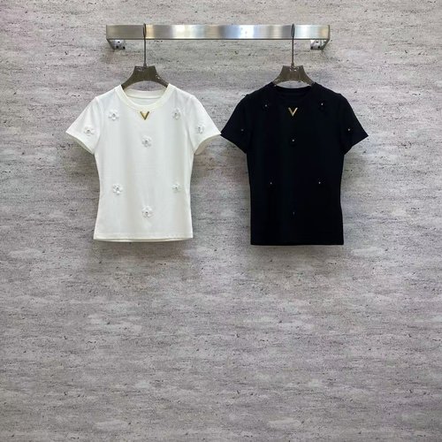 Valentino Classic T-shirt with Small Flower and Metal V-mark