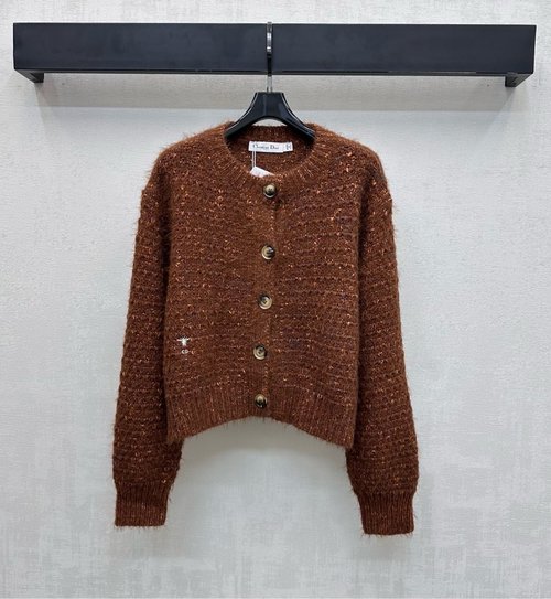Dior Customized Wool Blend Round-Neck Cardigan with Bee Embroidery