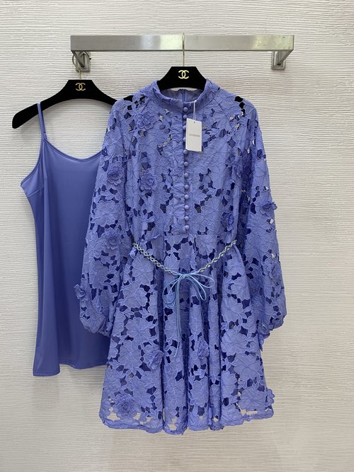 Zimmermann 3D Floral Lace Midi Dress with High-Stretch Underlay