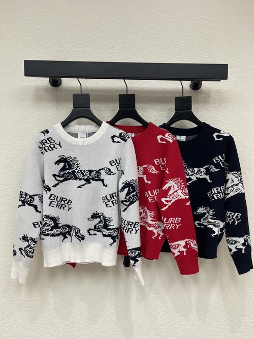 Burberry Custom Wool Knit Sweater with War Horse Pattern