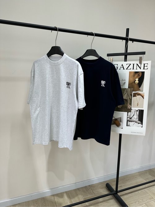 Dior Acne Studios Bow Print Short Sleeve T-Shirt in Organic Cotton Blend